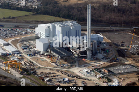 new up to date aerial images of the new Multifuel power stations at Ferrbyridge Stock Photo