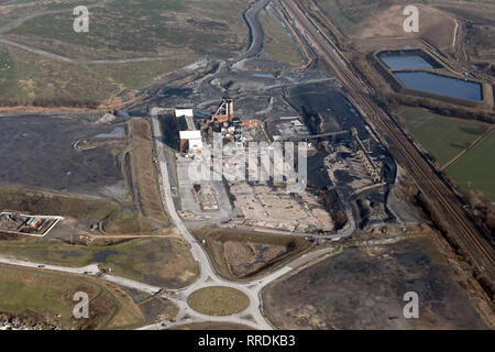 aerial view of the former Hatfield Colliery pithead at Stainforth, Doncaster, South Yorkshire Stock Photo