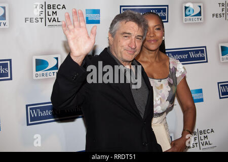 Tribeca Film Festival Co-Founder Robert De Niro and wife Grace Hightower attend the premiere of 'Whatever Works' during the 2009 Tribeca Film Festival Stock Photo