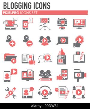Video Blog icons set on white background for graphic and web design, Modern simple vector sign. Internet concept. Trendy symbol for website design web button or mobile app. Stock Vector