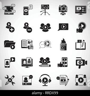 Video Blog icons set on white background for graphic and web design, Modern simple vector sign. Internet concept. Trendy symbol for website design web button or mobile app. Stock Vector