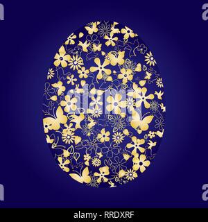 Decorative easter egg on blue background, vector illustration Stock Vector