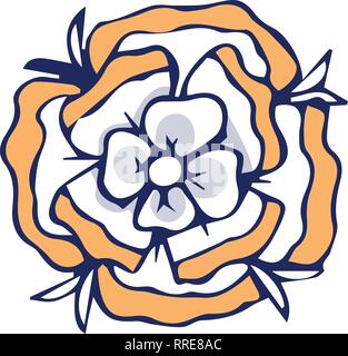 Bouquet of a flower similar to a sunflower and twigs of small flowers Stock Vector