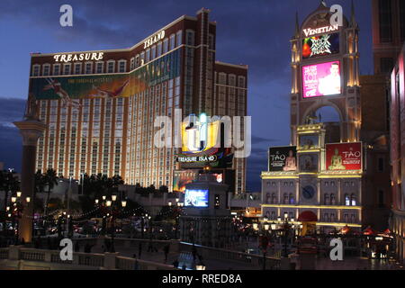 Las Vegas' casinos at night. NV, USA. Stock Photo