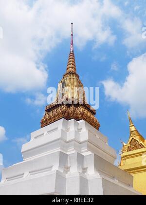 Beautiful Golden Pagoda in Wat Phra Kaew Temple and The Grand Palace at Bangkok, Thailand. Stock Photo