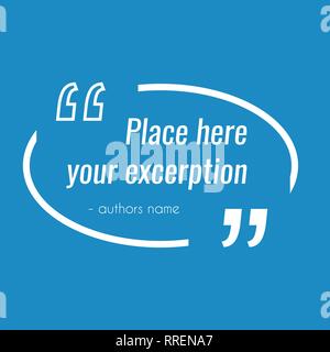 Vector empty blue quote text box. Design element for excerption Stock Vector