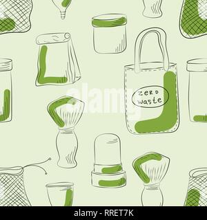 Zero Waste Concept Hand drawn elements of zero waste life. Vector illustration. Stock Vector