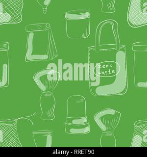 Zero Waste Concept Hand drawn elements of zero waste life. Vector illustration. Stock Vector