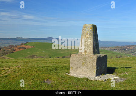 Views of Moel Fammau from summit of Hope mountain North Wales Stock Photo