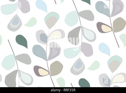 Seamless pattern with pastel flower and leaf Stock Vector