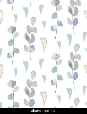 Seamless pattern with pastel flower and leaf Stock Vector