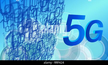 5G mobile technology, futuristic technology backgrounds, computer binary code conception Stock Vector