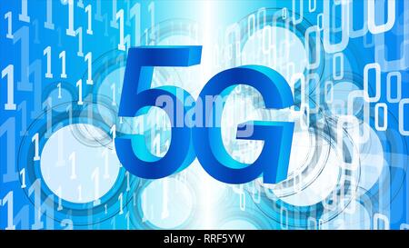Faster speed internet 5G, programming software abstract backdrop, vector binary code numbers Stock Vector