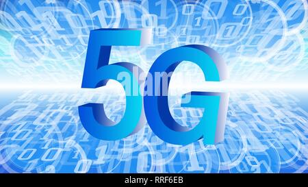 5G network technology, computer system numbers vector digital technology data processing Stock Vector