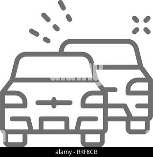 Overtaking, car traffic jam line icon. Isolated on white background Stock Vector