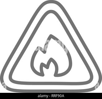 Flammable sign, firefighting, no fire line icon. Stock Vector