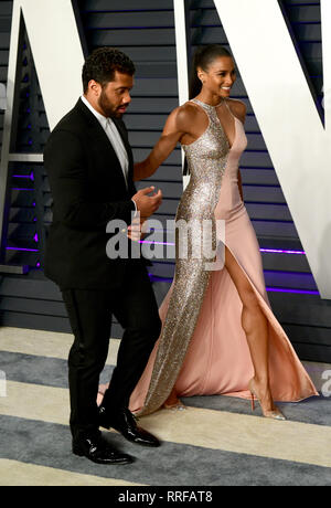 Ciara and Russell Wilson attending the Vanity Fair Oscar Party held at the Wallis Annenberg Center for the Performing Arts in Beverly Hills, Los Angeles, California, USA. Stock Photo