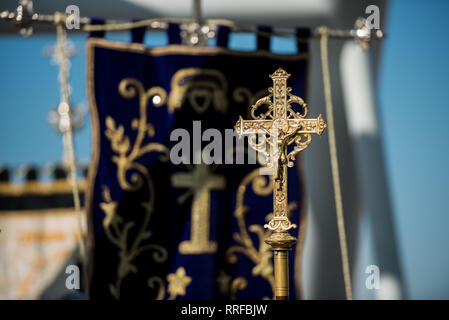 The Dominican Brotherhood of the Holy Christ of the Victory, Our Lady of the Rosary in Her Sorrowful Mysteries Stock Photo