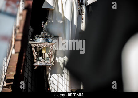 The Dominican Brotherhood of the Holy Christ of the Victory, Our Lady of the Rosary in Her Sorrowful Mysteries Stock Photo