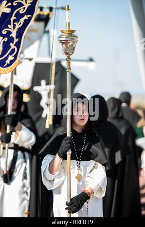 The Dominican Brotherhood of the Holy Christ of the Victory, Our..Lady of the Rosary in Her Sorrowful Mysteries Stock Photo