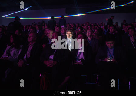 Barcelona, Catalonia, Spain. 25th Feb, 2019. Attendants during the opening ceremony of the GSMA Mobile World Congress 2019 in Barcelona, the world's most important event on communication from mobile devices bringing togeteher the leading companies and the latest developments in the sector. Credit: Jordi Boixareu/ZUMA Wire/Alamy Live News