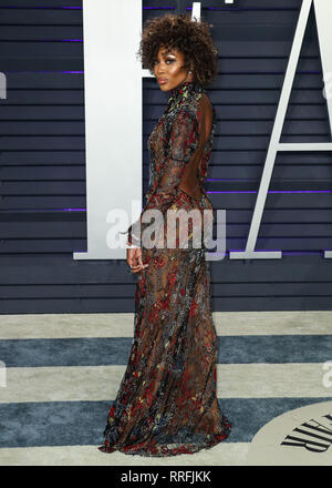 Beverly Hills, United States. 24th Feb, 2019. BEVERLY HILLS, LOS ANGELES, CA, USA - FEBRUARY 24: Model Naomi Campbell wearing an Alexander McQueen dress arrives at the 2019 Vanity Fair Oscar Party held at the Wallis Annenberg Center for the Performing Arts on February 24, 2019 in Beverly Hills, Los Angeles, California, United States. (Photo by Xavier Collin/Image Press Agency) Credit: Image Press Agency/Alamy Live News Stock Photo