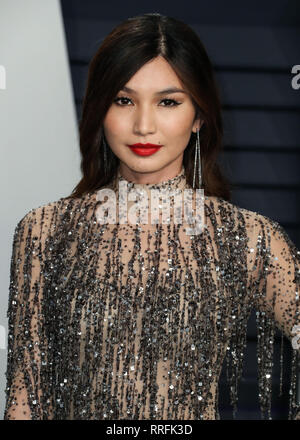 Beverly Hills, United States. 24th Feb, 2019. Beverly Hills, United States. 25th Feb, 2019. BEVERLY HILLS, LOS ANGELES, CA, USA - FEBRUARY 24: Actress Gemma Chan wearing a Tom Ford dress arrives at the 2019 Vanity Fair Oscar Party held at the Wallis Annenberg Center for the Performing Arts on February 24, 2019 in Beverly Hills, Los Angeles, California, United States. (Photo by Xavier Collin/Image Press Agency) Credit: Image Press Agency/Alamy Live News Stock Photo