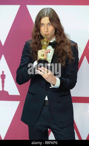 Hollywood, United States Of America. 24th Feb, 2019. Ludwig Goransson poses in the press room of the 91st Annual Academy Awards, Oscars, at Dolby Theatre in Los Angeles, USA, on 24 February 2019. | usage worldwide Credit: dpa/Alamy Live News Stock Photo