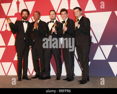 Hollywood, California, USA. 25th Feb, 2019. 24 February 2019 - Hollywood, California -Bob Persichetti, Peter Ramsey, Rodney Rothman, Phil Lord, and Christopher Miller. 91st Annual Academy Awards presented by the Academy of Motion Picture Arts and Sciences held at Hollywood & Highland Center. Photo Credit: Theresa Shirriff/AdMedia Credit: Theresa Shirriff/AdMedia/ZUMA Wire/Alamy Live News Stock Photo