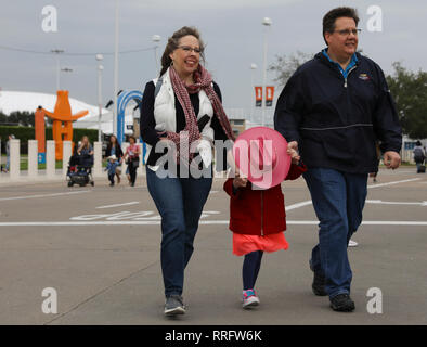 Houston, USA. 25th Feb, 2019. People visit the Houston Livestock Show and Rodeo in Houston, Texas, the United States, on Feb. 25, 2019. The Houston Livestock Show and Rodeo, also called RodeoHouston or abbreviated HLSR, is the largest livestock exhibition and rodeo in the world. It includes one of the richest regular-season professional rodeo events. Credit: Yi-Chin Lee/Xinhua/Alamy Live News Stock Photo