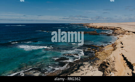 aerial amazing hidden beach canary island from above fuerteventura Stock Photo
