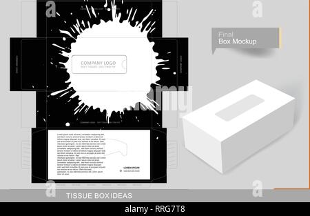 Abstract splash tissue box concept, template for business purpose, place your text and Logos and ready to go for print Stock Vector