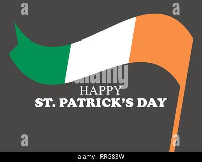 St. Patricks Day. Festive banner with Irish flag on black background. Vector illustration Stock Vector