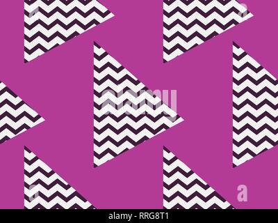 Zigzag seamless pattern with black and violet color. Abstract geometric background with circles. Vector illustration Stock Vector
