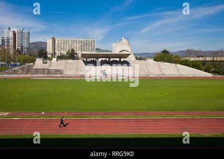 Le Corbusier's Stadium, Site Le Corbusier, Firminy, Loire Department, Auvergne-Rhone-Alpes, France, Europe Stock Photo