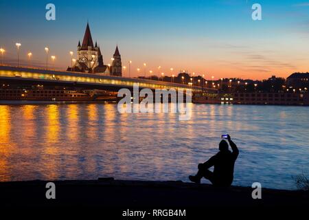 View from the Donauinsel subway station over the River Danube, Vienna, Austria, Europe Stock Photo