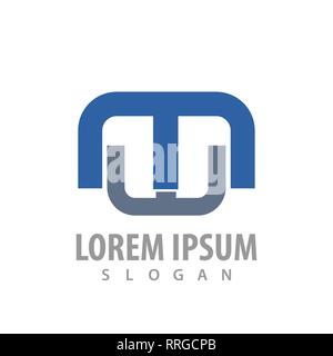 Initial letter MW curved logo concept design. Symbol graphic template element Stock Vector