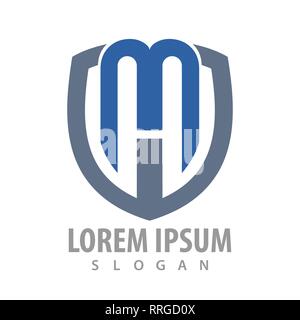 Initial letter MW shield logo concept design. Symbol graphic template element Stock Vector