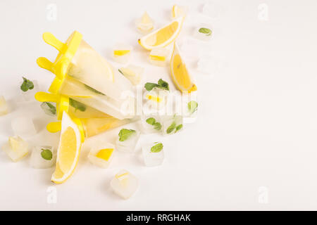 Natural Vegan Lemon Ice Cream with Mint Stock Photo