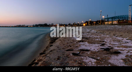 Winter at the beach in the evening. Stock Photo