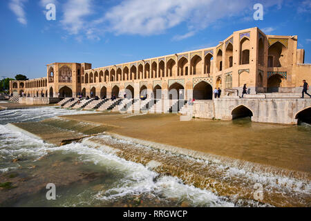 Khaju bridge on the River Zayandeh, Isfahan, Iran, Middle East Stock Photo