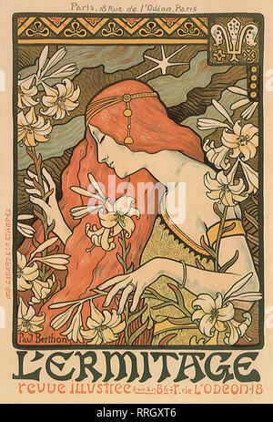 Woman With Long Orange Hair Amongst Flowers Poster Stock Photo