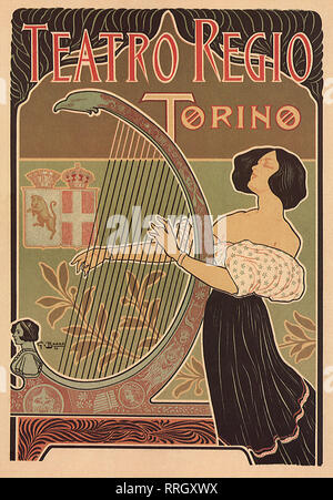 Woman Playing Harp Poster. Stock Photo