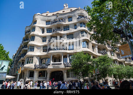Mila house aka La Pedrera, Designed by Antoni Gaudi architect. Barcelona, Catalonia, Spain Stock Photo