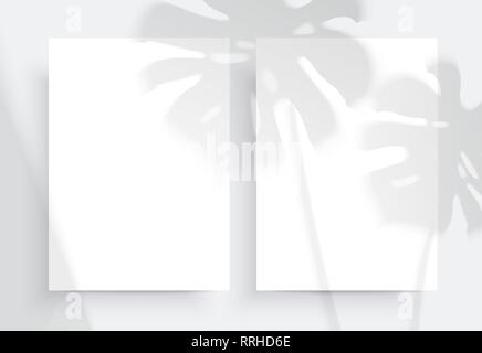 Paper Mockups. Natural lighting shadows overlays Stock Vector