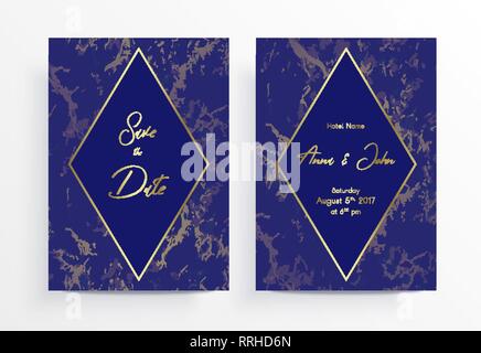 Invitation card template of gold geometric design Stock Vector