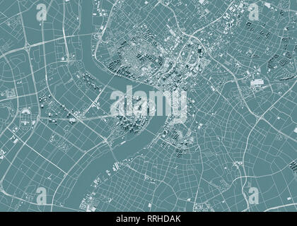 Satellite View Of Shanghai, Map Of The City With House And Building ...