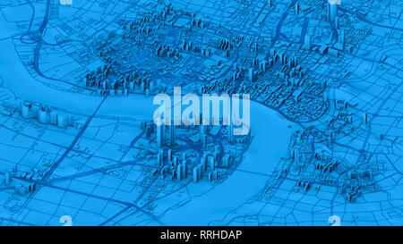 Satellite View Of Shanghai, Map Of The City With House And Building ...