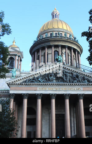 Saint Isaac's Cathedral. View from the park. Saint-Petersburg. Stock Photo