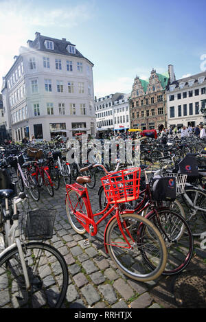 Amagertorv (Amager Square), today part of the Strøget pedestrian zone, is often described as the most central square in central Copenhagen, Denmark Stock Photo